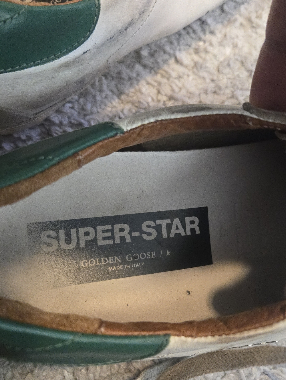 Golden Goose Super-Star Leather Low-Top Sneakers - White/Green 44, 10, 10.5 - Picture 11 of 16